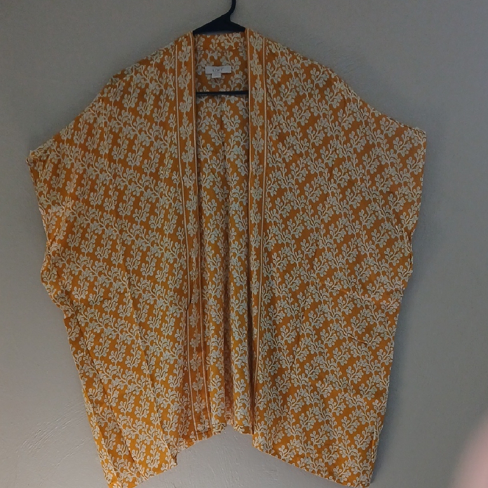 LOFT Yellow and White Floral‎ Kimono Sz XS